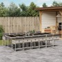 Set da Pranzo da Giardino 13pz con Cuscini Grigio in Polyrattan