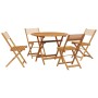 Set Pranzo da Giardino 5 pz Beige in Tessuto e Legno Massello