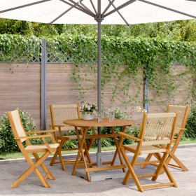 Set Pranzo da Giardino 5 pz Beige Polipropilene/ Legno Massello