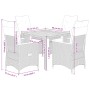 Set da Pranzo da Giardino 5 pz con Cuscini in Polyrattan Grigio