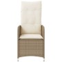 Sedia Reclinabile da Giardino con Cuscini Beige in Polyrattan