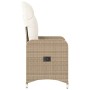 Sedia Reclinabile da Giardino con Cuscini Beige in Polyrattan