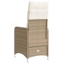 Sedia Reclinabile da Giardino con Cuscini Beige in Polyrattan