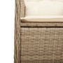 Sedia Reclinabile da Giardino con Cuscini Beige in Polyrattan