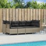 Set Divano da Giardino 5pz con Cuscini Grigio Chiaro Polyrattan