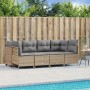 Set Divano da Giardino 5 pz con Cuscini Beige in Polyrattan