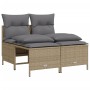 Set Divano da Giardino 5 pz con Cuscini Beige in Polyrattan