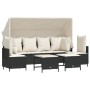 Set Divani da Giardino 5 pz con Cuscini in Polyrattan Nero