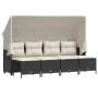 Set Divani da Giardino 5 pz con Cuscini in Polyrattan Nero