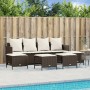 Set Divano da Giardino 5 pz con Cuscini Marrone in Polyrattan