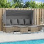 Set Divano da Giardino 5 pz con Cuscini Beige in Polyrattan