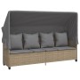 Set Divano da Giardino 5 pz con Cuscini Beige in Polyrattan