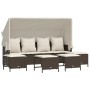 Set Divano da Giardino 5 pz con Cuscini Marrone in Polyrattan