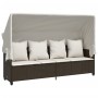 Set Divano da Giardino 5 pz con Cuscini Marrone in Polyrattan