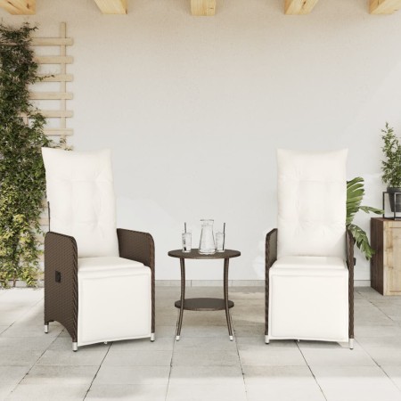 Sedie da Giardino Reclinabili 2 pz con Tavolo Polyrattan