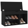 Panca Porta Scarpe con Cuscino Nera 80x30x47 Legno Multistrato