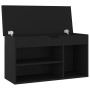 Panca Porta Scarpe con Cuscino Nera 80x30x47 Legno Multistrato