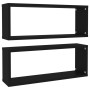 Mensole Parete a Cubo 2pz Nere 60x15x23 cm Legno Multistrato