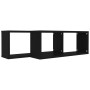 Mensole Parete a Cubo 2pz Nere 60x15x23 cm Legno Multistrato