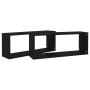Mensole Parete a Cubo 2pz Nere 60x15x23 cm Legno Multistrato