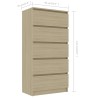 Credenza Cassetti Rovere Sonoma 60x35x121 cm Legno Multistrato