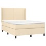 Letto a Molle con Materasso e LED Crema 140x200 cm in Tessuto