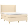 Letto a Molle con Materasso e LED Crema 140x190 cm in Tessuto