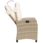 Set da Pranzo da Giardino 9 pz con Cuscini Beige in Polyrattan