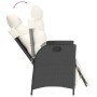 Set da Pranzo da Giardino 9 pz con Cuscini Nero in Polyrattan