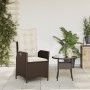 Sedia Reclinabile da Giardino con Cuscini Marrone in Polyrattan