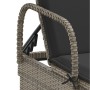 Lettino Prendisole con Ruote e Cuscino in Polyrattan Grigio