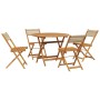 Set Pranzo da Giardino 5 pz Beige Polipropilene/ Legno Massello