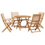Set Pranzo da Giardino 5 pz Beige in Tessuto e Legno Massello