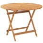 Set Pranzo da Giardino 5 pz Beige in Tessuto e Legno Massello