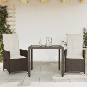 Set Bistrò 3 pz con Cuscini Marrone in Polyrattan