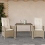 Set da Bistrò 3 pz con Cuscini Beige in Polyrattan