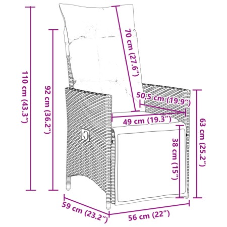 Set da Bistrò 3 pz con Cuscini Nero in Polyrattan