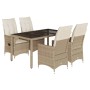 Set da Pranzo da Giardino 5 pz con Cuscini Beige in Polyrattan