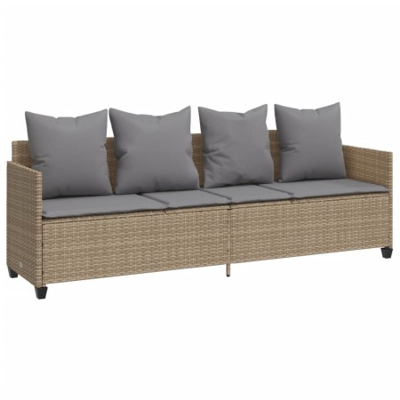 Set Divano da Giardino 5 pz con Cuscini Beige in Polyrattan