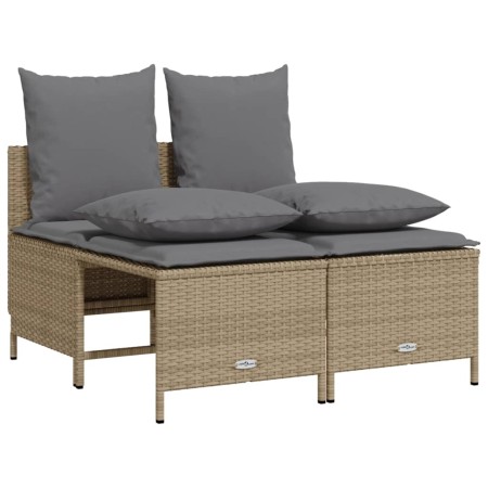 Set Divano da Giardino 5 pz con Cuscini Beige in Polyrattan