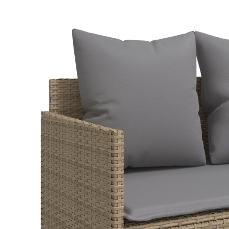 Set Divano da Giardino 5 pz con Cuscini Beige in Polyrattan