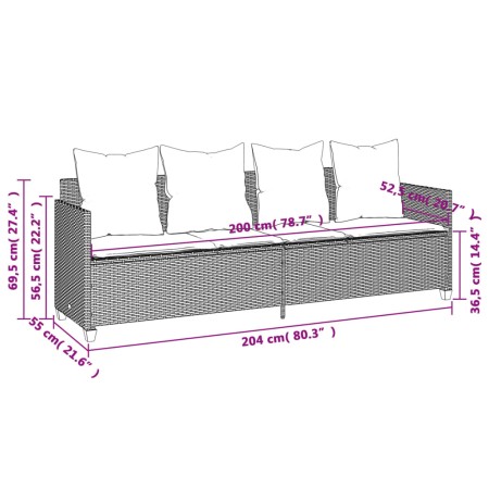 Set Divano da Giardino 5 pz con Cuscini Beige in Polyrattan