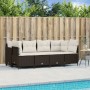 Set Divano da Giardino 5 pz con Cuscini Marrone in Polyrattan