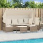 Set Divano da Giardino 5 pz con Cuscini Beige in Polyrattan