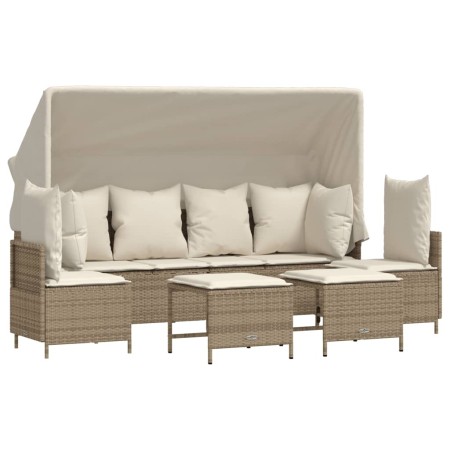 Set Divano da Giardino 5 pz con Cuscini Beige in Polyrattan