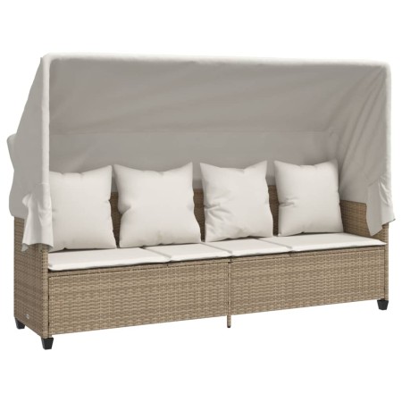 Set Divano da Giardino 5 pz con Cuscini Beige in Polyrattan