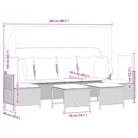 Set Divano da Giardino 5 pz con Cuscini Beige in Polyrattan