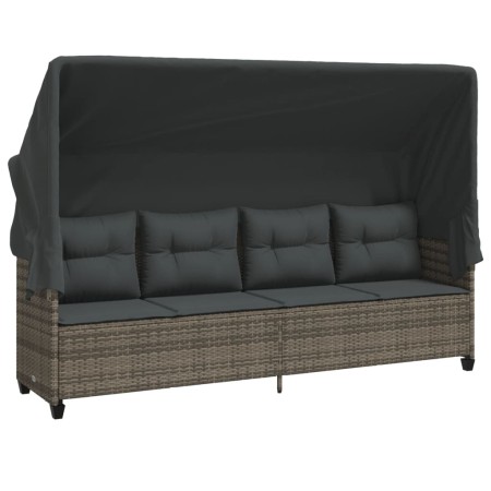 Set Divano da Giardino 5 pz con Cuscini Grigio in Polyrattan