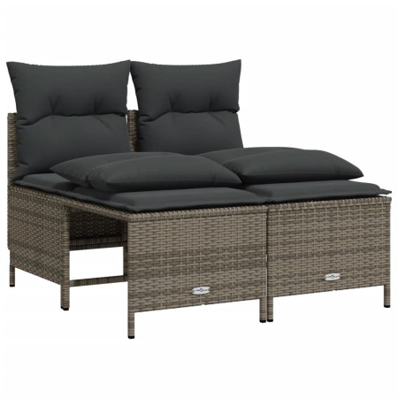 Set Divano da Giardino 5 pz con Cuscini Grigio in Polyrattan