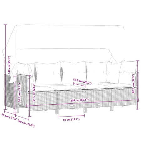 Set Divano da Giardino 5 pz con Cuscini Grigio in Polyrattan